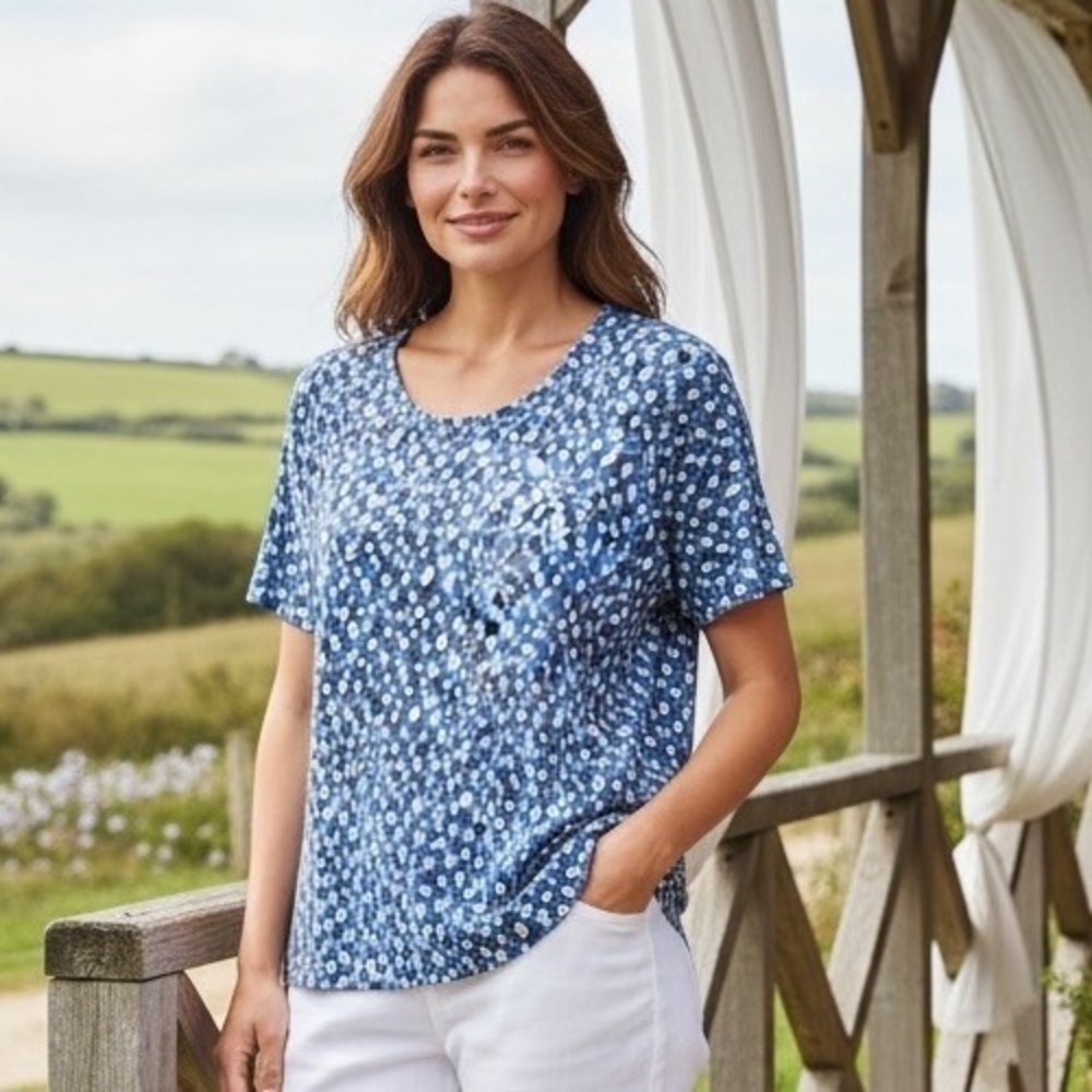 New Lilly Pulitzer Key West Top Starlight Navy Size XXL Shirt XX‎ Large Plus 2XL